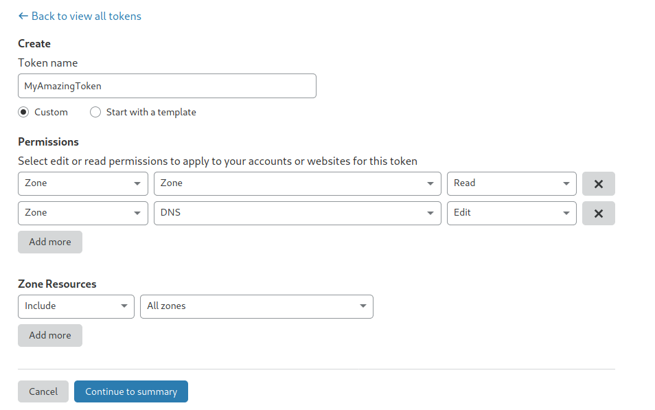 Cloudflare API permission settings